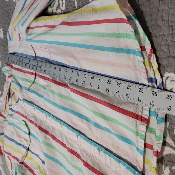 St. John's Bay 100% Cotton Women's Long Sleeve Buttoned Striped Shirt, Size Med - Picture 13 of 17